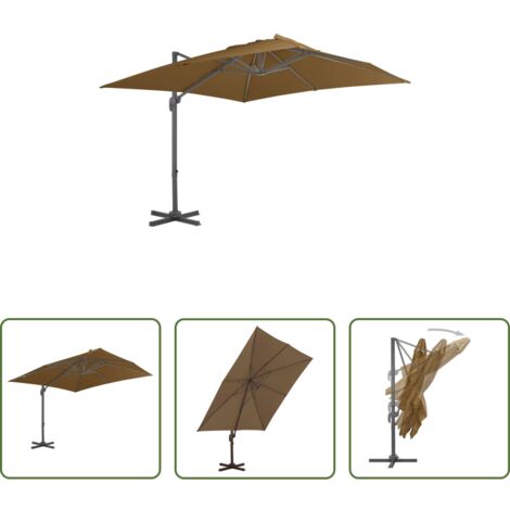 Ombrellone da giardino -  Ombrellone a Sbalzo Palo in Alluminio 300x300cm Grigio Talpa