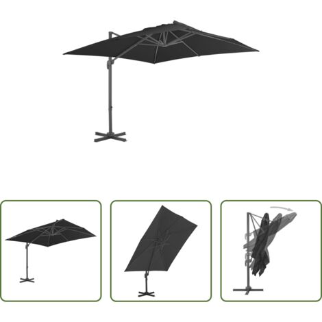 Ombrellone da giardino - Ombrellone a Sbalzo Palo in Alluminio 3x3 m Nero