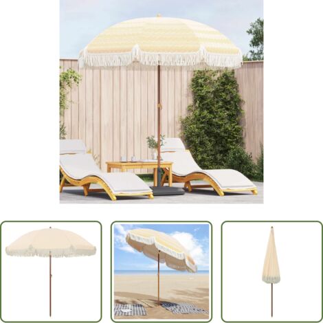 Ombrellone da giardino -  Ombrellone da Spiaggia Giallo e Bianco 205 x 205 x 210 cm