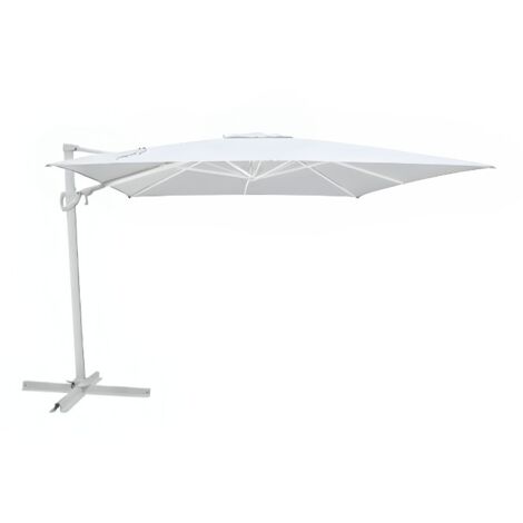 Ombrellone Da Giardino Retrattile 3x3 Metri Con Struttura In Alluminio Bianco E Telo In Poliestere Bianco Step
