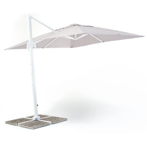 SALMAR ombrellone da giardino retrattile "verso" con struttura in alluminio bianco e telo grigio- 3x4x2 metri