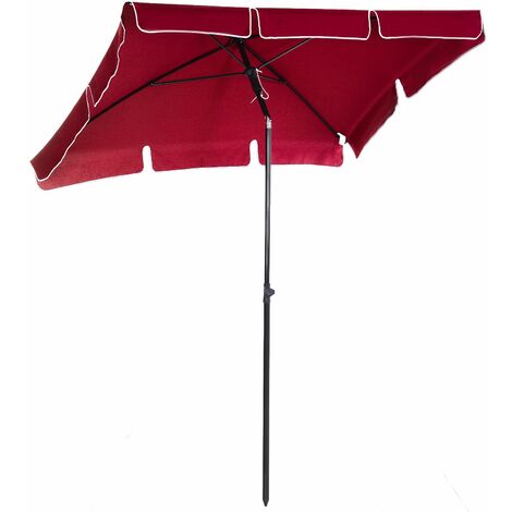 Ombrellone da Giardino Rettangolare 1,98x1,30m in Alluminio Tettuccio Inclinabile Rosso
