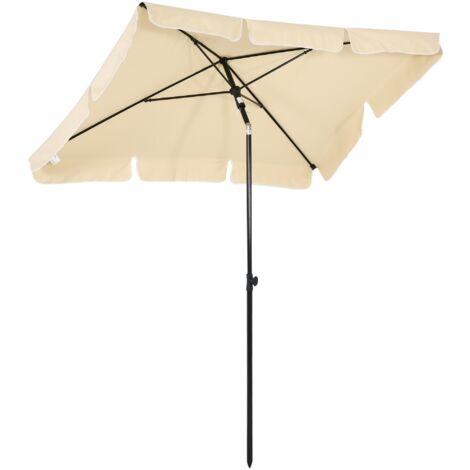 Ombrellone da Giardino Rettangolare e Regolabile 198x130x245 cm In Alluminio Beige