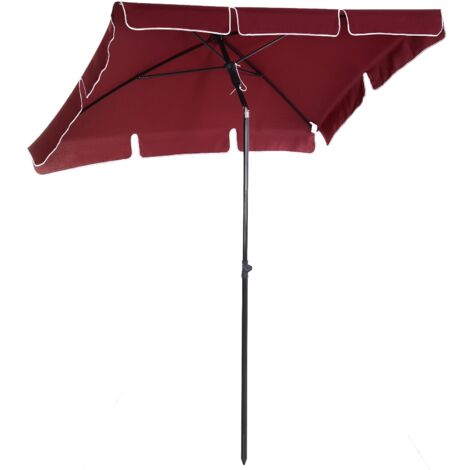 Ombrellone da Giardino Rettangolare e Regolabile 198x130x245 cm In Alluminio Rosso Vino