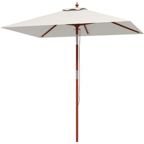 Ombrellone da Giardino Rettangolare Inclinabile 200x150x235H cm Apertura a Corda Beige