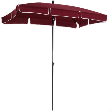 Ombrellone da giardino rettangolare orientabile con palo in alluminio, 2x1,3x2,5 m, bordeaux