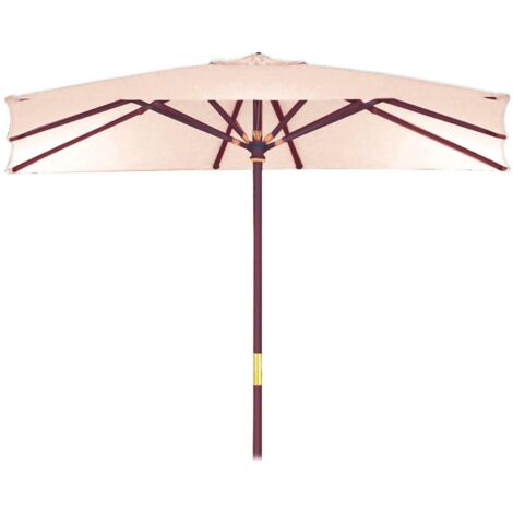 Ombrellone da Giardino Rettangolare Struttura in Legno Sun Top Beige 3x2 mt