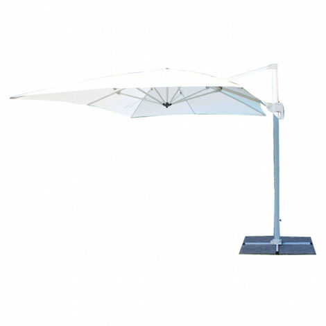 Ombrellone da Giardino Saturno Decentrato 3x4 m in Alluminio Blu Telo Bianco