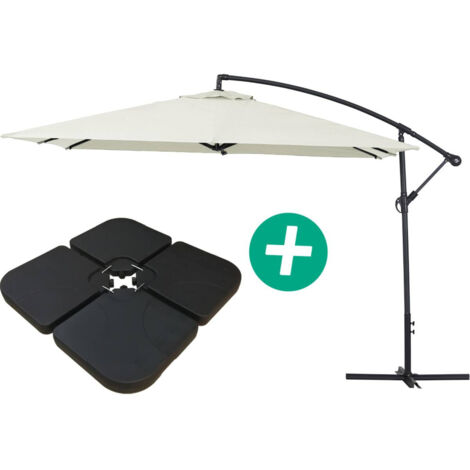 Ombrellone da giardino sospeso Alu "Ilios 3" - Quadrato - 3 x 3 m - Ecru - Base inclusa