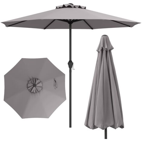 Ombrellone da mercato con manovella da tavolo per giardino, Ombrellone da patio da 250 cm Grigio