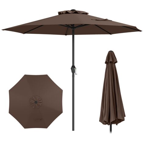Ombrellone da mercato con manovella da tavolo per giardino, Ombrellone da patio da 250 cm Marrone
