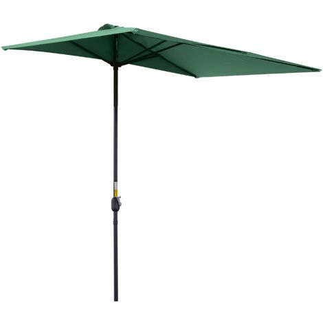 Ombrellone da Parete Mezzaluna Salvaspazio 230x130x245 cm Apertura a Manovella Verde
