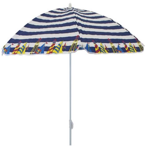 Ombrellone da spiaggia con telo in tnt bianco e blu 150 cm