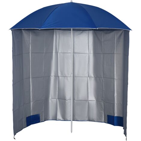 Ombrellone da Spiaggia con Tenda Integrata Ø220x220 cm in Metallo e Poliestere Blu