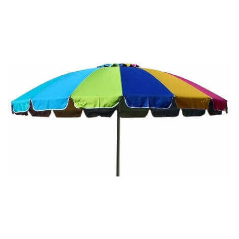 Ombrellone da spiaggia multicolor Ø240 cm con palo in alluminio anodizzato e telo in poliestere Rainbow Sea