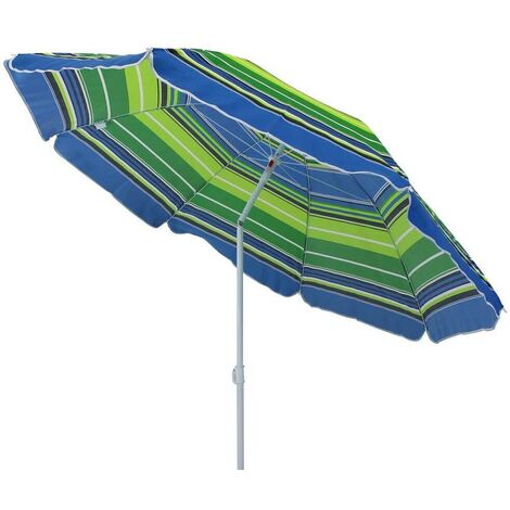 Ombrellone da spiaggia tondo 180 cm con palo in acciaio e telo in poliestere altezza 2 mt Green Beach