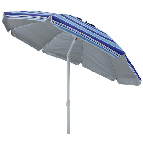 Ombrellone da spiaggia tondo 2 mt con palo in alluminio e telo in poliestere Blue Stripes