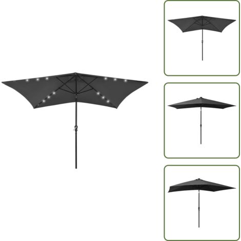 Ombrellone da terrazza - vidaXL Ombrellone da Giardino con LED Palo in Acciaio Antracite 2x3 m - Ombrellone anti-UV