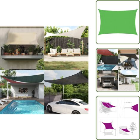 Ombrellone da terrazza - vidaXL Vela Parasole 160 g/m² Verde Chiaro 3x5 m in HDPE - Parasole da balcone