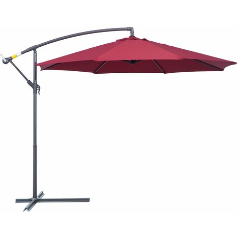 Ombrellone Decentrato da Giardino in Metallo Ø3x2.6m Bordeaux