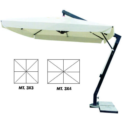 Ombrellone decentrato pesante in metallo con manovella - cm.300x300 palo mm.93x93 a 8 st. col. naturale