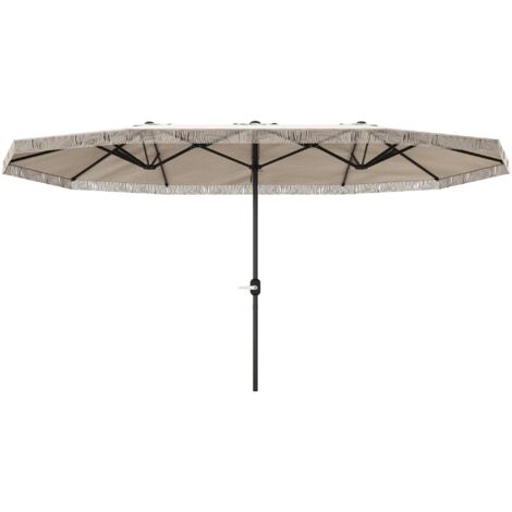 Ombrellone Doppio a 12 Stecche 450x265x260 cm in Acciaio e Poliestere Bianco Crema
