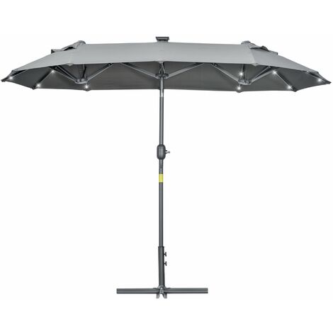 Ombrellone Doppio da Giardino 295x150x219 cm in Acciaio e Poliestere Grigio