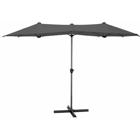 Ombrellone Doppio da Giardino 2x4 m Palo Ø38 mm Lyon Grigio Scuro