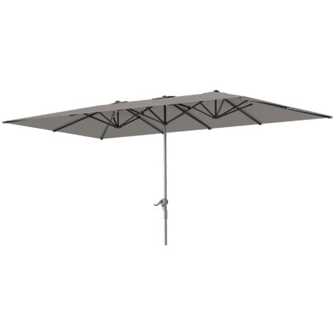 Ombrellone Doppio da Giardino 451x264x264 cm 12 Stecche con Apertura a Manovella Grigio