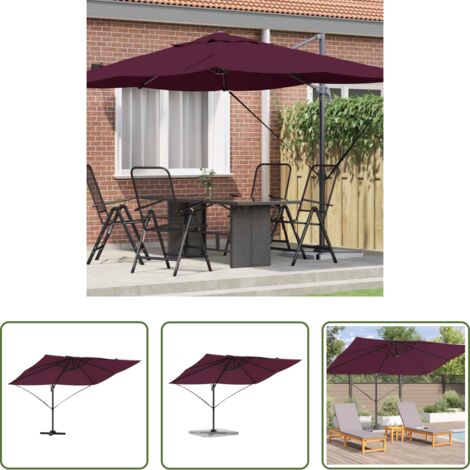 Ombrellone esterno -  Ombrellone Rosso Bordeaux 351 x 250 x 260 cm