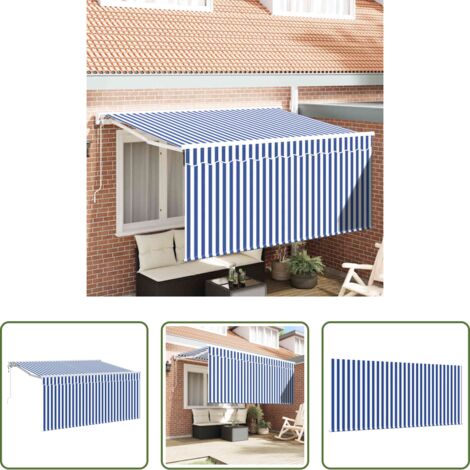 Ombrellone esterno -  Tenda Retrattile Blu e Bianco 300 x 200 cm