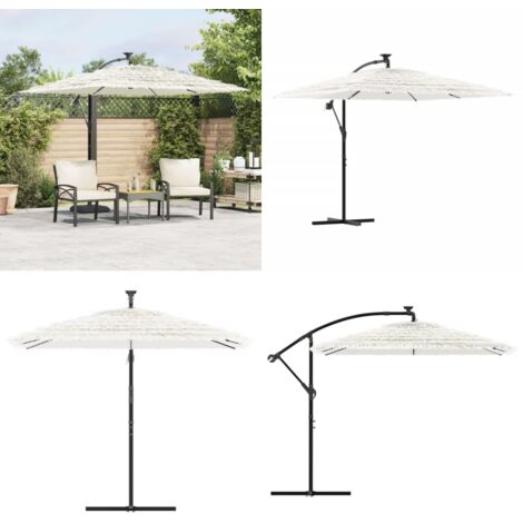 Ombrellone Giardino con Palo in Acciaio Bianco 246x246x230 cm - Protezione dal sole - Protezione dalla pioggia