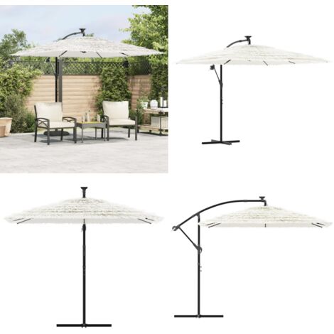 Ombrellone Giardino con Palo in Acciaio Bianco 269x269x235 cm - Protezione dal sole - Protezione dalla pioggia