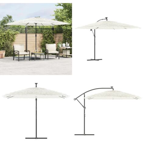 Ombrellone Giardino con Palo in Acciaio Bianco 290x290x238 cm - Protezione dal sole - Protezione dalla pioggia
