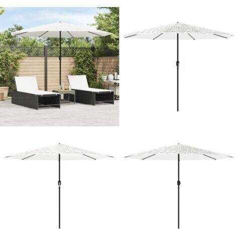 Ombrellone Giardino con Palo in Acciaio Bianco 324x324x247 cm - Protezione dal sole - Protezione dalla pioggia