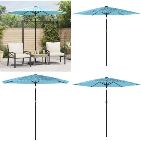 Ombrellone Giardino con Palo in Acciaio Blu 223x223x213 cm - Protezione dal sole - Protezione dalla pioggia