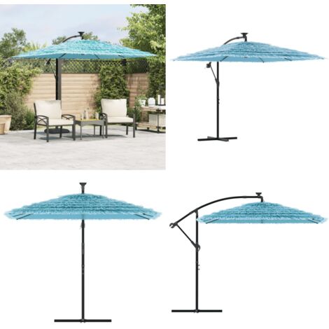 Ombrellone Giardino con Palo in Acciaio Blu 246x246x230 cm - Protezione dal sole - Protezione dalla pioggia