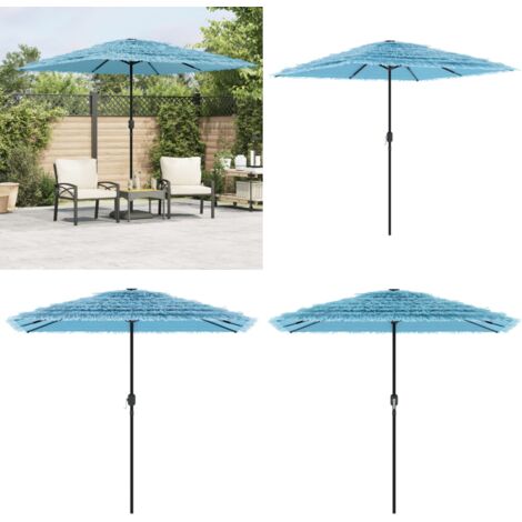 Ombrellone Giardino con Palo in Acciaio Blu 248x248x248 cm - Protezione dal sole - Protezione dalla pioggia