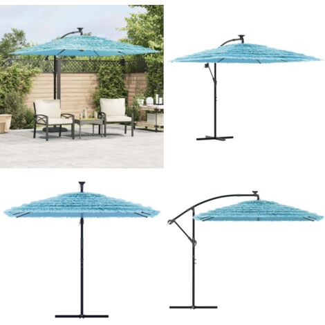 Ombrellone Giardino con Palo in Acciaio Blu 269x269x235 cm - Protezione dal sole - Protezione dalla pioggia