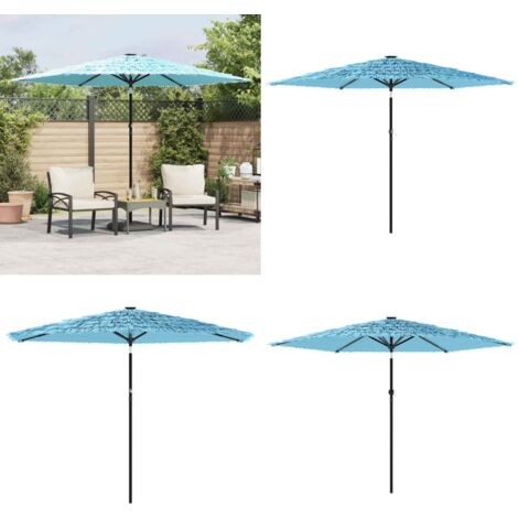 Ombrellone Giardino con Palo in Acciaio Blu 288x288x225 cm - Protezione dal sole - Protezione dalla pioggia