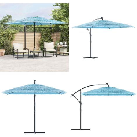 Ombrellone Giardino con Palo in Acciaio Blu 290x290x238 cm - Protezione dal sole - Protezione dalla pioggia