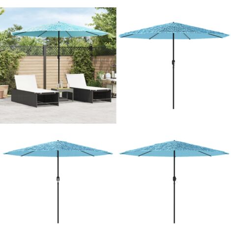 Ombrellone Giardino con Palo in Acciaio Blu 324x324x247 cm - Protezione dal sole - Protezione dalla pioggia