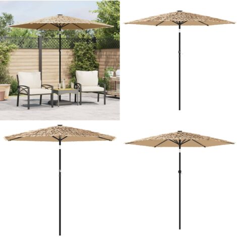 Ombrellone Giardino con Palo in Acciaio Marrone 268x268x226 cm - Protezione dal sole - Protezione dalla pioggia