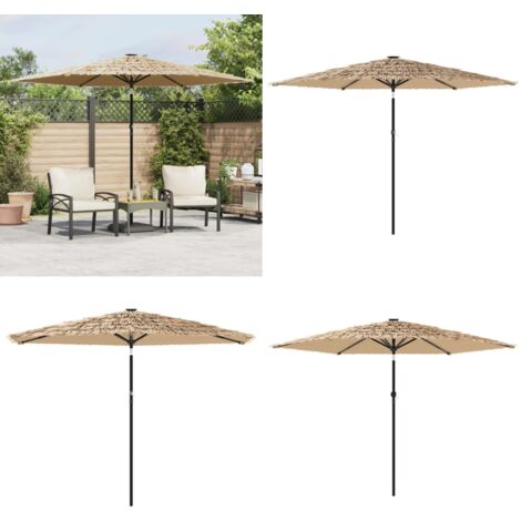 Ombrellone Giardino con Palo in Acciaio Marrone 288x288x225 cm - Protezione dal sole - Protezione dalla pioggia