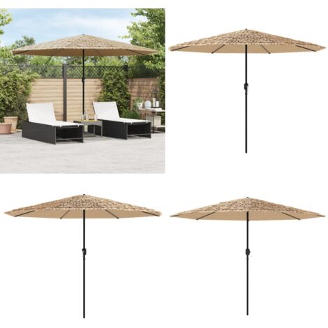 Ombrellone Giardino con Palo in Acciaio Marrone 388x388x248 cm - Protezione dal sole - Protezione dalla pioggia