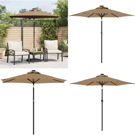 Ombrellone Giardino con Palo in Acciaio Tortora 225x225x212 cm - Protezione dal sole - Protezione dalla pioggia