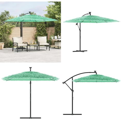 Ombrellone Giardino con Palo in Acciaio Verde 246x246x230 cm - Protezione dal sole - Protezione dalla pioggia