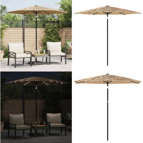 Ombrellone Giardino LED e Palo in Acciaio Marrone 223x223x213cm - Ombrellone con luci LED - Protezione dal sole