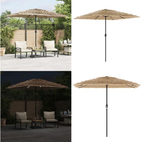 Ombrellone Giardino LED e Palo in Acciaio Marrone 248x248x248cm - Ombrellone con luci LED - Protezione dal sole