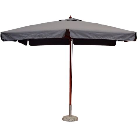 Ombrellone Giardino Palo Centrale in Legno Tetto Idrorepellente 3 x 3 Mt Grigio